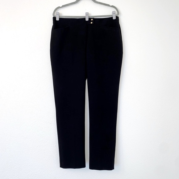 Nine West Pants - Nine West Black Straight Leg Trouser Pants w/ Gold Buttons (size 12)